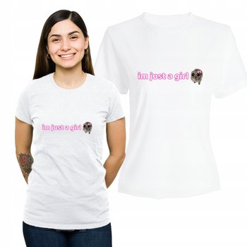 Koszulka Damska Biała z Nadrukiem Bawełniany T-shirt Prezent Just A Girl M - Plexido
