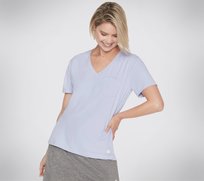 Koszulka damska krótki rękaw SKECHERS GODRI SERENE V-NECK liliowa M Inna marka