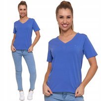 Koszulka Damska Premium Line T-Shirt Krótki Rękaw Bawełniana Moraj S Blue