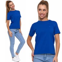 Koszulka Damska Premium Line T-Shirt Krótki Rękaw Bawełniana Moraj S Blue