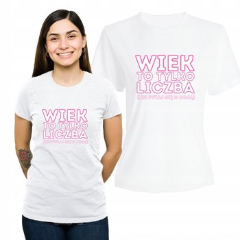 Koszulka Damska Prezent Bawełniany T-shirt na Nadruk Tylko Liczba Biały L - Plexido