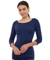 Koszulka damska rękaw 3/4 z wełną Brubeck COMFORT MERINO
