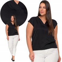 Koszulka Damska Serek Bluzka O Prostym Kroju Glamour Czarna Moraj S Black