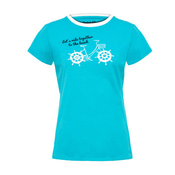 Koszulka damska T-shirt  błękitna rower Captain Mike® rozmiar L - Captain Mike