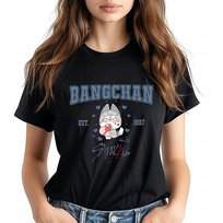 Koszulka Damska T-shirt Czarna BANGCHAN STRAY KIDS Muzyka Kpop Idole Rozm M Inna marka