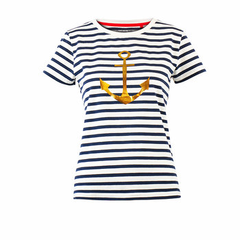 Koszulka damska T-shirt w paski z kotwicą Captain Mike® rozmiar XXL - Captain Mike