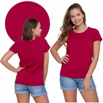 Koszulka Damska T-Shirt Z Krótkim Rękawem Bawełniany Śliwkowy Moraj S Plum