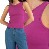 KOSZULKA DAMSKA TANK TOP PRĄŻKOWANA BAWEŁNIANA DOPASOWANA MORAJ L VIOLET