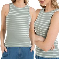 KOSZULKA DAMSKA TANK TOP PRĄŻKOWANA BAWEŁNIANA DOPASOWANA MORAJ XL PATT 1