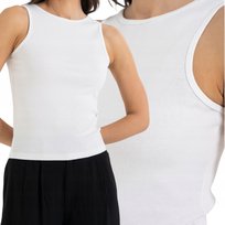 KOSZULKA DAMSKA TANK TOP PRĄŻKOWANA BAWEŁNIANA DOPASOWANA MORAJ XXL WHITE