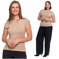 Koszulka Damska Top z krótkim rękawem Beżowa Bluzka T-Shirt MORAJ M