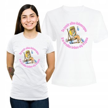 Koszulka Damska z Nadrukiem Bawełna T-shirt na Prezent Silna Dziewczyna M - Plexido