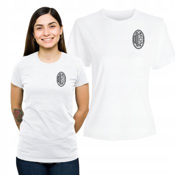 Koszulka Damska z Nadrukiem Bawełniany Biały T-shirt Prezent AC Milan L - Plexido