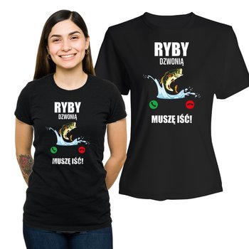Koszulka Damska z Nadrukiem Bawełniany T-shirt na Prezent Ryby Dzwonią S - Plexido