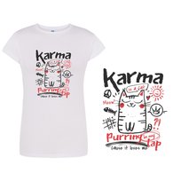 Koszulka damska z nadrukiem karma kot tshirt biała 3XL DEYORA
