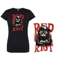 Koszulka damska z nadrukiem kot cat grafika tshirt czarna L DEYORA