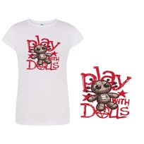 Koszulka damska z nadrukiem lalka horror tshirt biała 2XL DEYORA