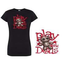 Koszulka damska z nadrukiem lalka horror tshirt czarna M DEYORA
