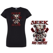 Koszulka damska z nadrukiem miś horror tshirt czarna M DEYORA