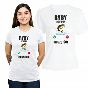 Koszulka Damska z Nadrukiem  T-shirt na Prezent Ryby Dzwonią M - Plexido