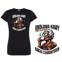 Koszulka dla babci KRÓLOWA KAWY z nadrukiem damska czarna M DEYORA