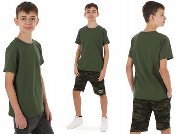 Koszulka dla chłopca, t-shirt, produkt polski - 122 CIEMNA ZIELEŃ / KROPEK - Inna marka