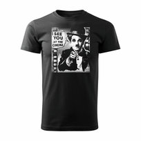 Koszulka dla miłośników kina kinomana Charlie Chaplin z chaplinem męska czarna REGULAR-M