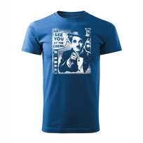 Koszulka dla miłośników kina kinomana Charlie Chaplin z chaplinem męska niebieska REGULAR-XL