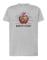 Koszulka dla Nauczycielki Jabłko Szara M