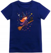 Koszulka dziecięca magiczna Czarownica z kotem na Halloween t-shirt