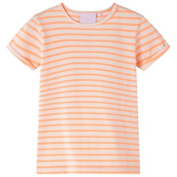Koszulka dziecięca neon pomarańcz 128cm, paski, ba - Inna marka