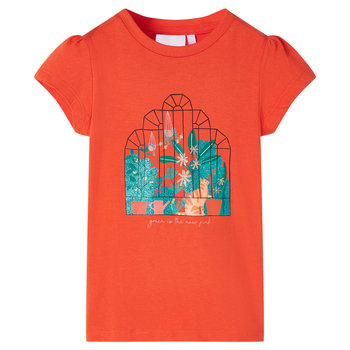 Koszulka dziecięca z krótkimi rękawami, ciemnopomarańczowa, 104 - vidaXL