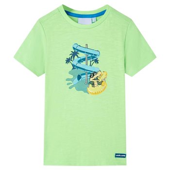 Koszulka dziecięca z krótkimi rękawami, neonowy zielony, 140 - vidaXL