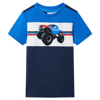 Koszulka dziecięca z krótkimi rękawami, niebiesko-granatowa, 116 - vidaXL