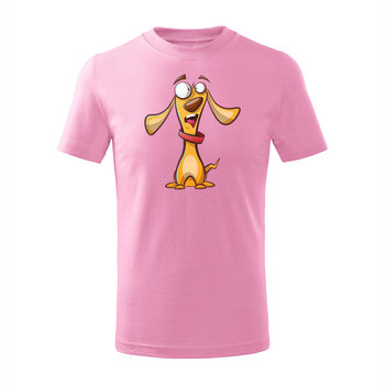 Koszulka dziecięca z psem pieskiem pies piesek w psy pieski różowa-110 cm/4 lata