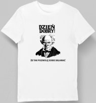 Koszulka dzień dobry że tak skłamie biała M KozakNadruki