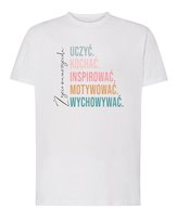 Koszulka Dzień Nauczyciela Edukacja Prezent Biały XL