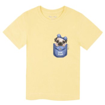 Koszulka dziewczęca z krótkim rękawem, żółta z pieskiem, Tup Tup - Tup Tup