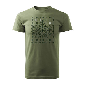 Koszulka eth thc ethereum marihuana prezent dla inwestora męska khaki REGULAR-M