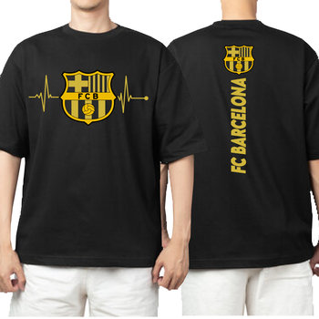KOSZULKA FC BARCELONA LINIA ŻYCIA ZŁOTY NADRUK PRZÓD TYŁ XL