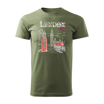 Koszulka GB Londyn dla anglisty nauczyciela angielskiego męska khaki REGULAR-XL
