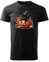 Koszulka Halloween Kotek w Dyni Czarownica Super Prezent Czarny XL