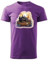 Koszulka Halloween Nawiedzony Dom Super Prezent Fioletowy S