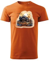 Koszulka Halloween Nawiedzony Dom Super Prezent Pomarańczowy S TeeLove