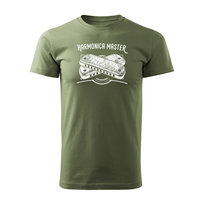 Koszulka harmonijka z harmonijką blues prezent dla muzyka męska khaki-XXL