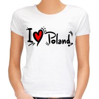 Koszulka i love Poland damska XL