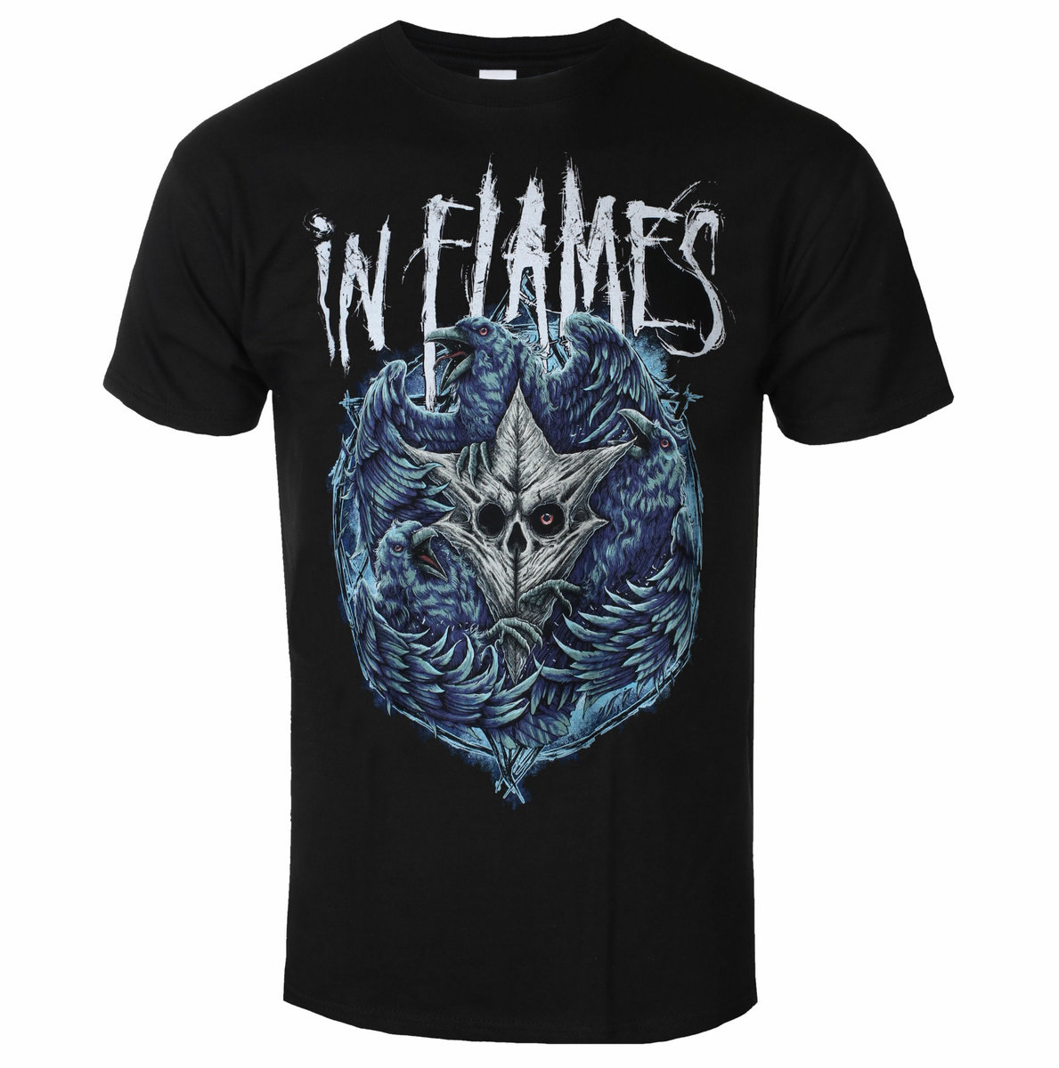Felpa Con Cappuccio In Flames 'Jesterhead White Raven' – Uomo, Nero, Regular Fit, Merch Ufficiale Della Band