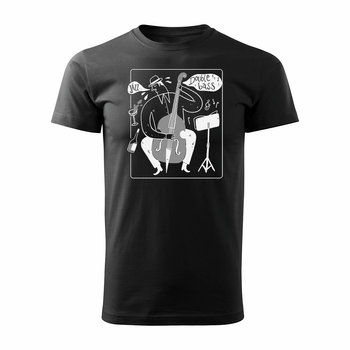 Koszulka jazz kontrabas dla muzyka jazzman muzyk męska czarna REGULAR-L