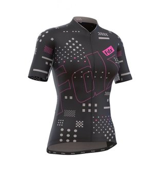 Koszulka kolarska, damska, FDX AD Half Sleeve Cycling Jersey |  BLACK/PINK - FDX