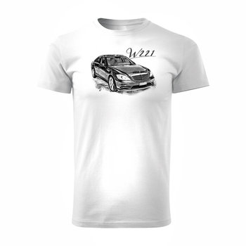 Koszulka kolekcjonerska z samochodem Mercedes S W221 męska biała REGULAR-XXL - Inna marka